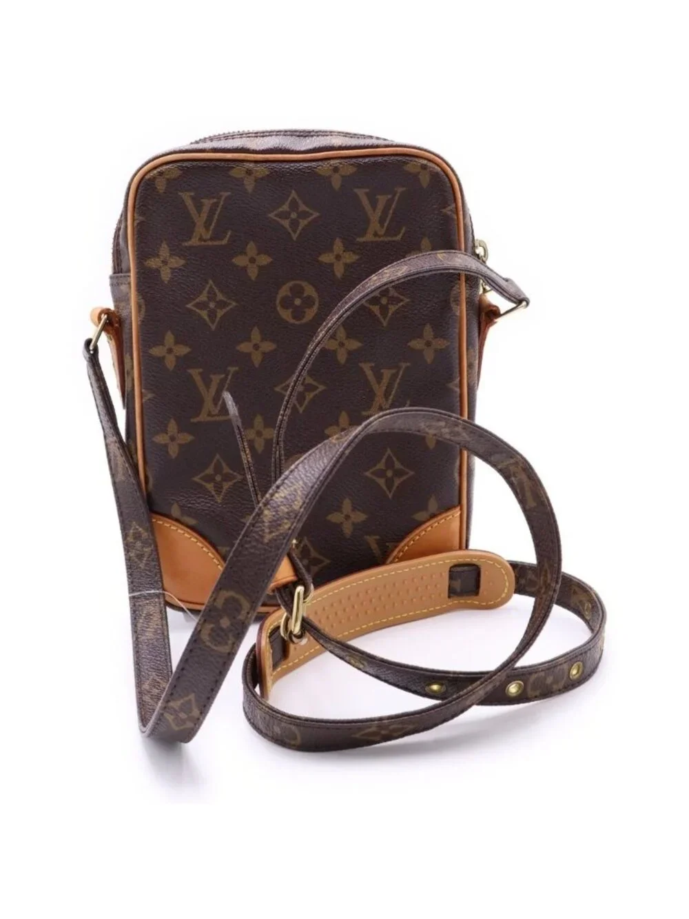 Louis Vuitton Monogram Danube Leather Shoulder Bag Brown